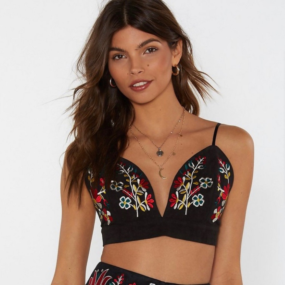 Floral Suede Bra Top
